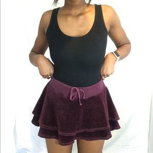 Burgundy Juicy Couture velvet layered Skirt